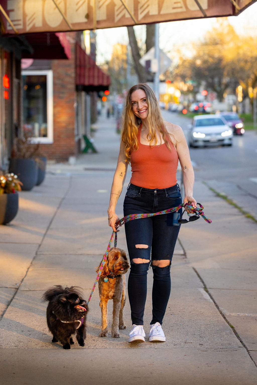 Elise with her dogs